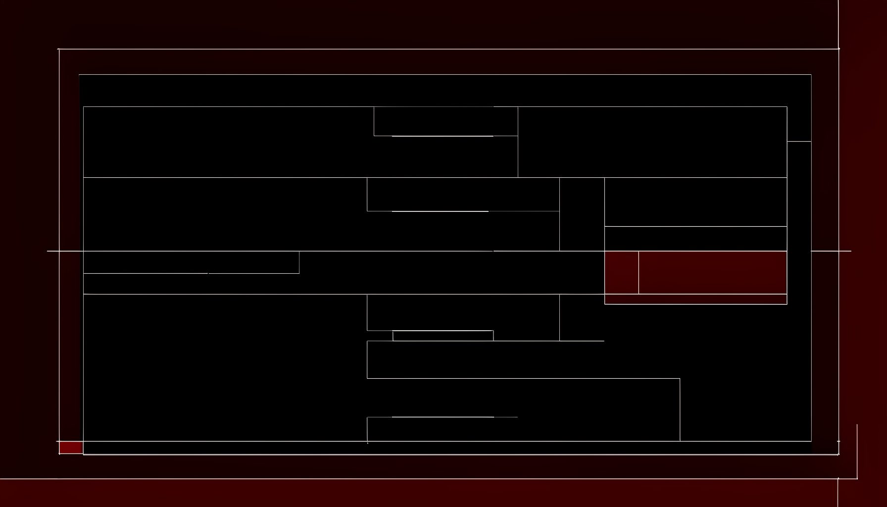 Technische Blaupause eines Schichtplans, schwarzer Grund mit hellgrauen geometrischen Ebenen, sachlich und technisch